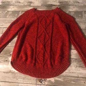 Red Fall Cable Sweater
